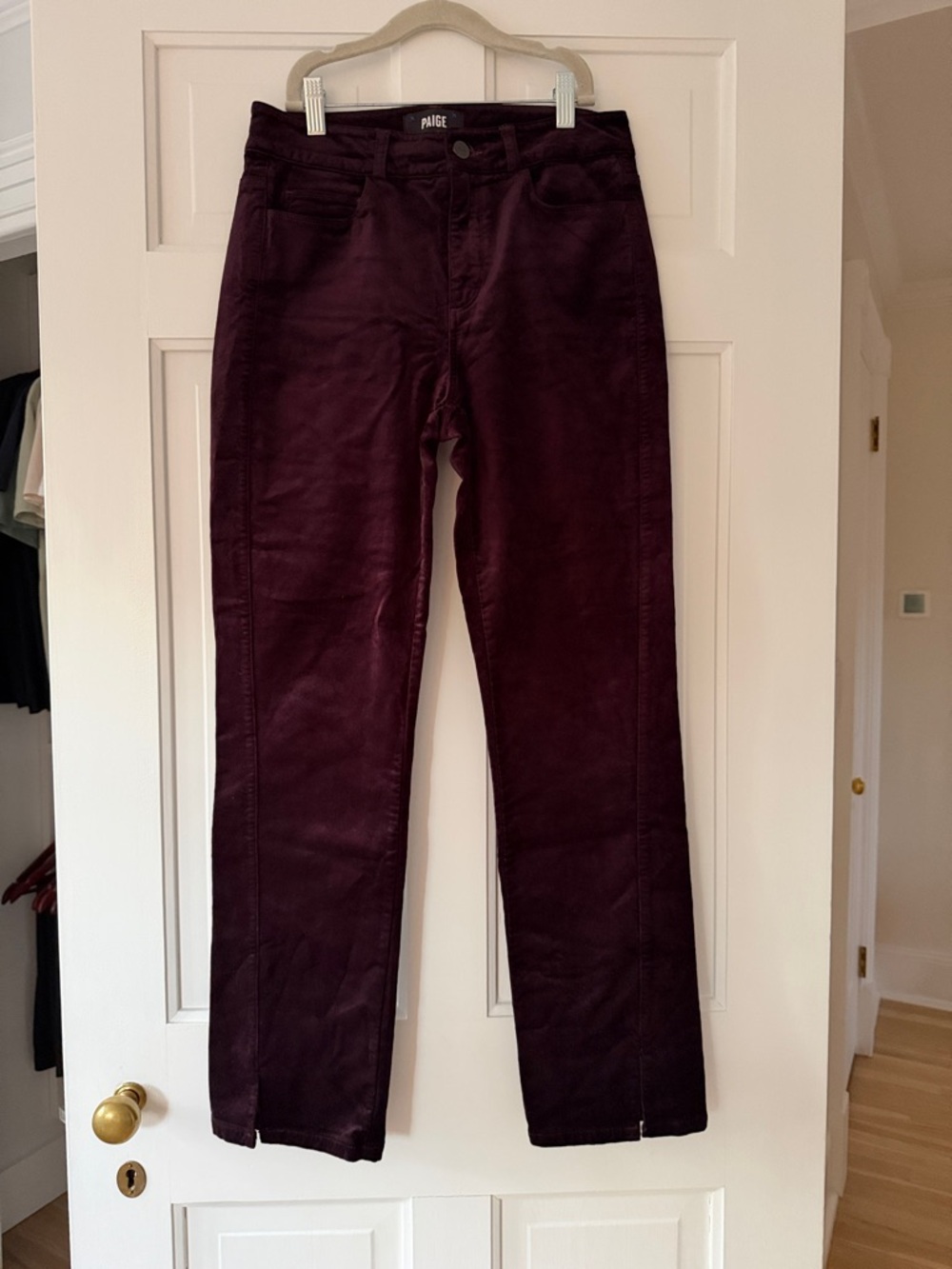 PAIGE Deep Wine Velvet Trousers